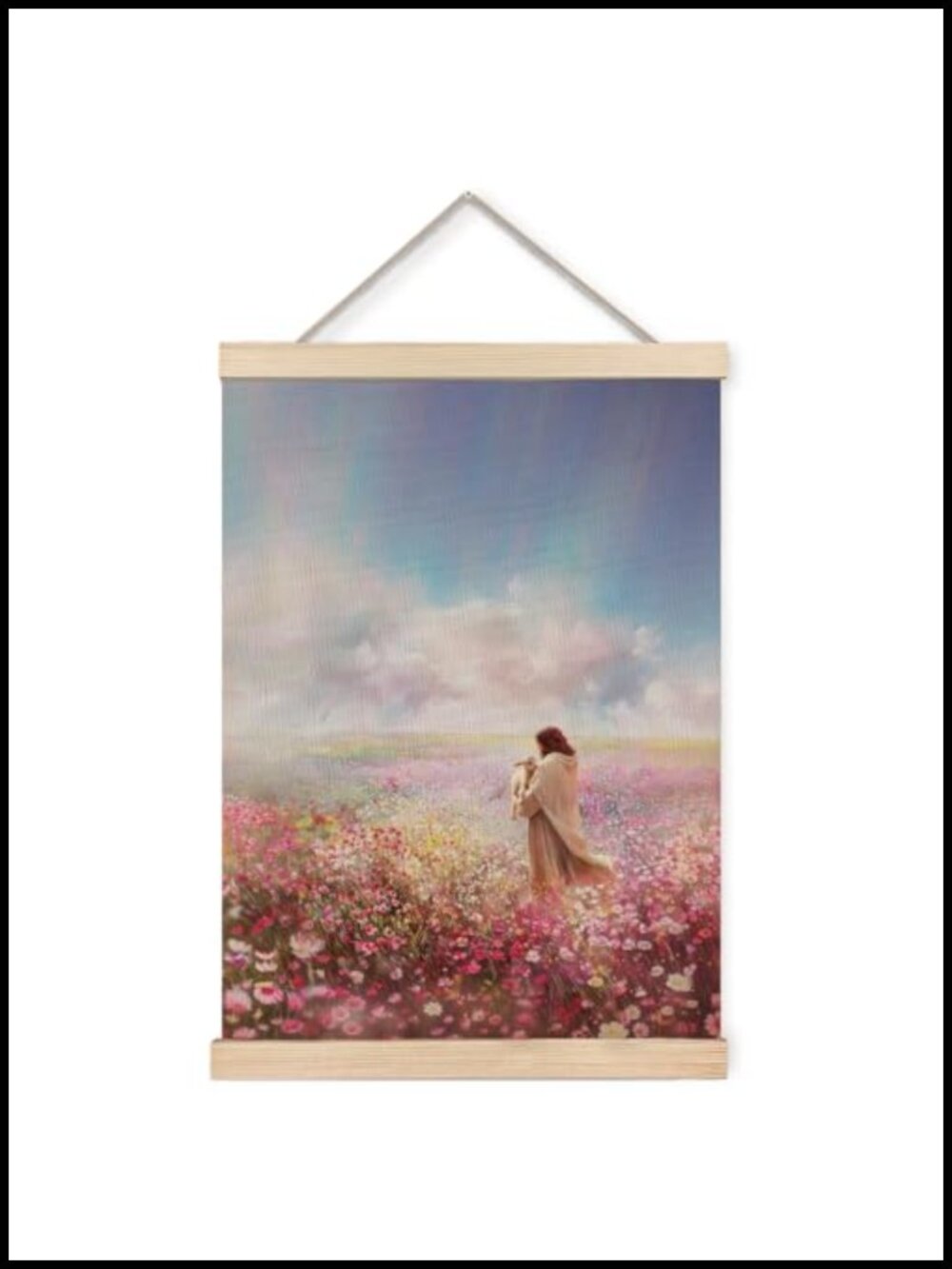 Foritho Jesus & Lost Lamb Canvas Wall Art Framed Linen 12x16 Hanging Decor